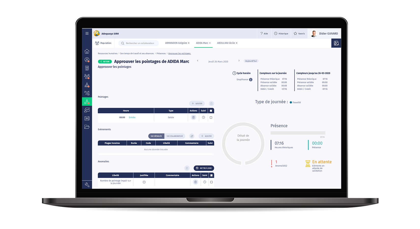 Pointages des équipes